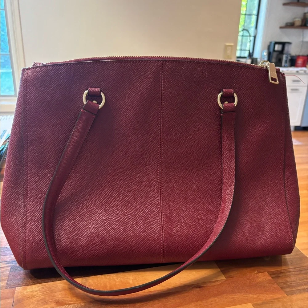 Coach Burgundy Leather Tote with Matching Wallet
